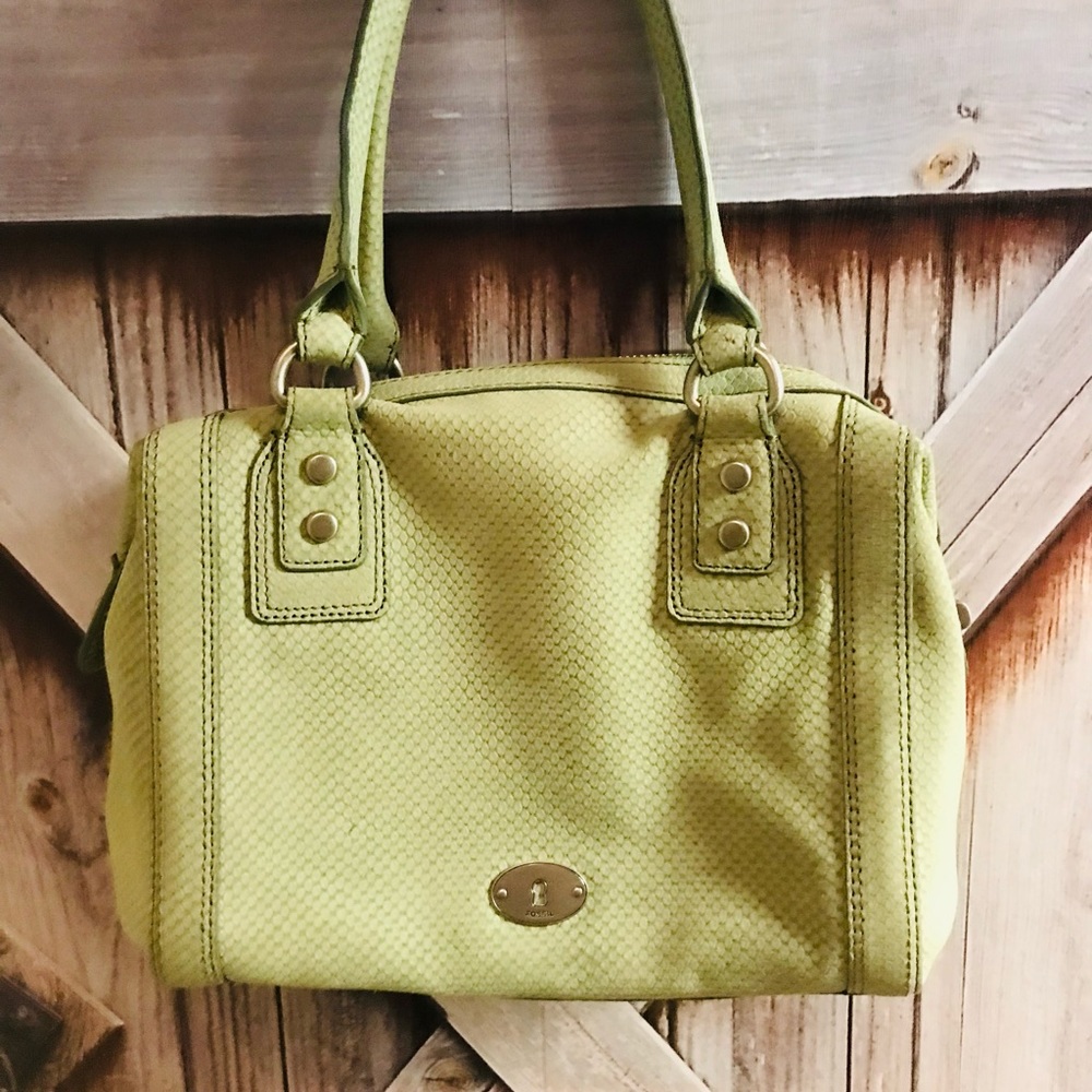 Fossil Maddox Satchel Textured Suede Green